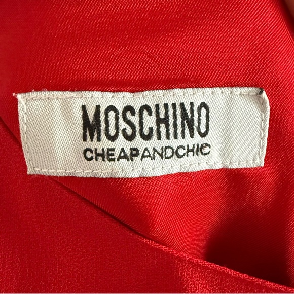 Vintage Moschino red sheath dress with ruffle detail - size Medium (M) - Picture 10 of 11